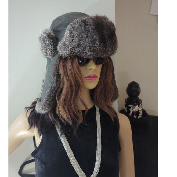 Fur Hat PAUL LEINBURD by CROWNCAP Brown & Tan Multi REAL fur aviator trapper hat main image 15